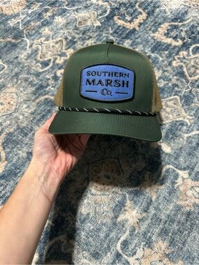 Southern Marsh Tan Mesh Trucker Cap with Olive Interior